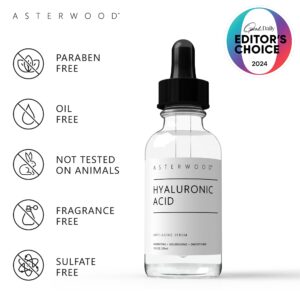 Asterwood Pure Hyaluronic Acid Serum for Face - Plumping, Anti-Aging & Hydrating - Fragrance-Free, Pairs Well with Vitamin C Face Serum & Hylunaric Acid Moisturizer, 29ml/1 oz