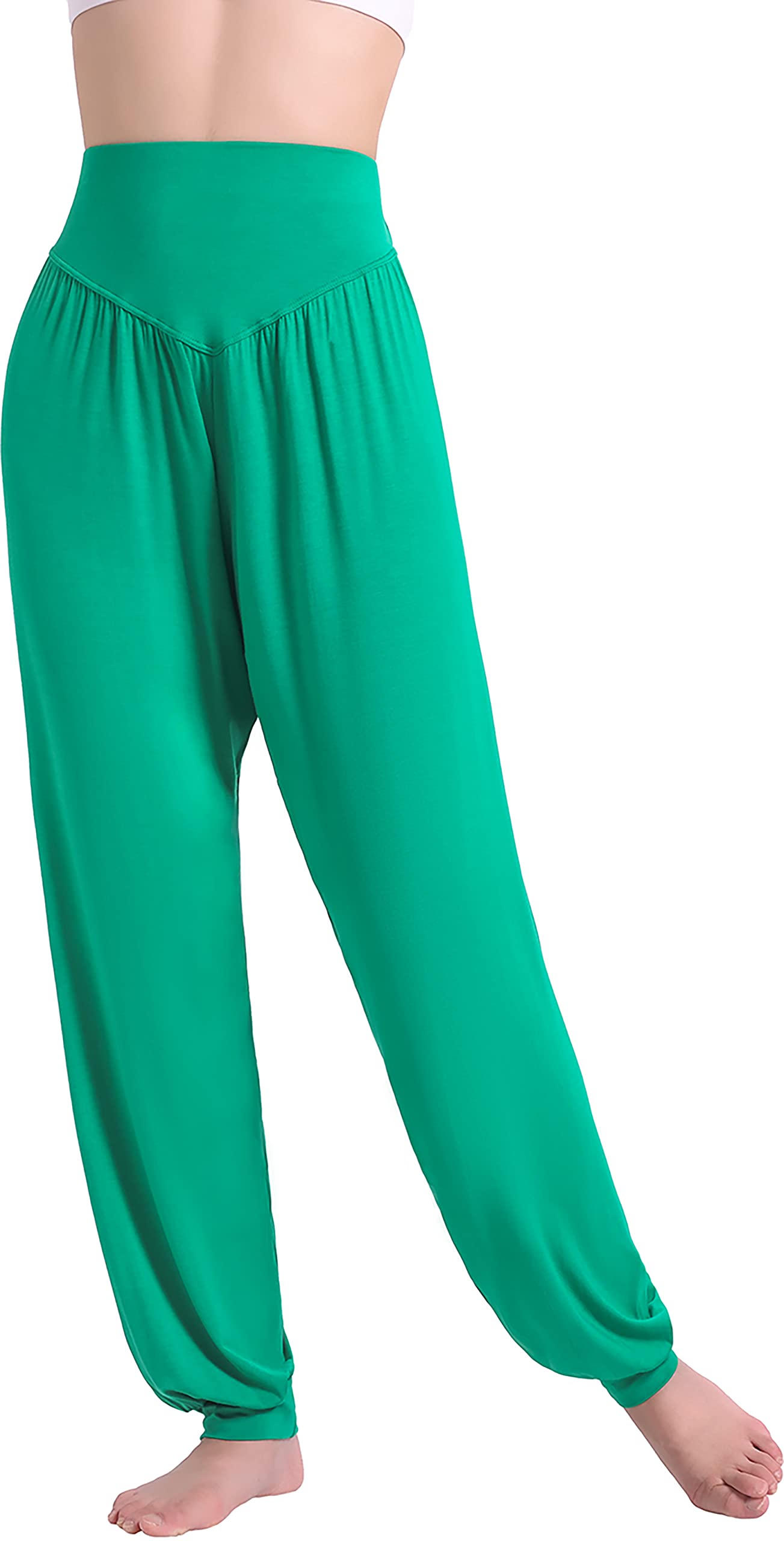 Hoerev Green Super Soft Modal Spandex Harem Yoga Pilates Pants