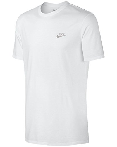 NIKE Sportswear Men's Club Embroidered Futura Tee, White/Black, Medium