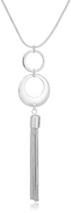 nine west ring around silvertone tassel pendant necklace, 36" l