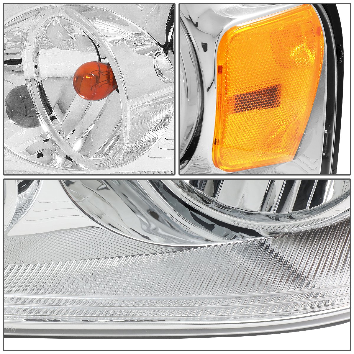 DNA MOTORING HL-OH-F1504-CH-AM Chrome Amber Headlights Replacement Compatible with 04-08 F150/06-08 Mark LT