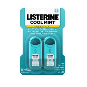 listerine pocketmist cool mint oral care mist to get rid of bad breath, 2 pack ( pack of 8)