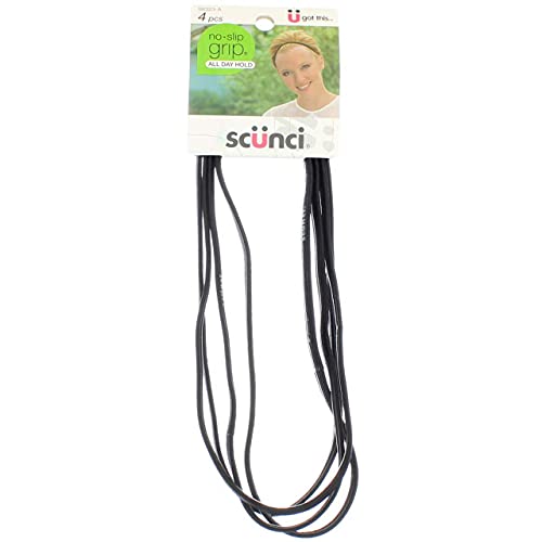 Scunci No-Slip Grip Flat Headwraps, Black 4 ea (Pack of 2)