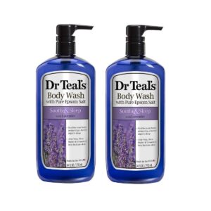 Dr. Teal's Lavender Body Wash Gift Set (2 Pack, 24oz Ea.) - Soothe & Sleep Lavender with Essential Oils Blended with Pure Epsom Salt - Ease Aches & Pains, Alleviate Daily Stress at Home