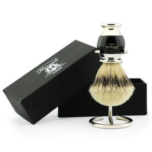 haryali london pure silver tip badger hair shaving brush with brush stand/holder