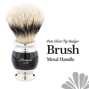 Haryali London Pure Silver Tip Badger Hair Shaving Brush with Brush Stand/Holder