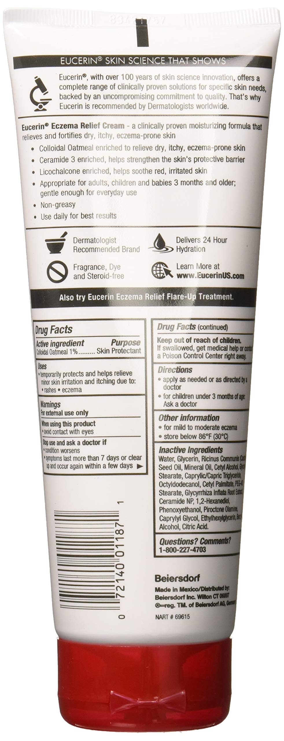 Eucerin Creme Eczema Relief 8 Ounce Tube, 8 Ounce (Pack of 2)