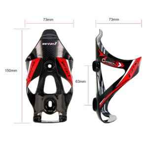 Wiel Lightweight Full Carbon Fiber Bicycle Bike Light Drink Water Bottle Cage Holder (Black Red)