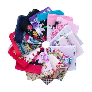 CoCoUSM Ladies Retro Style Vintage Floral Print Cotton Handkerchiefs 6PCS