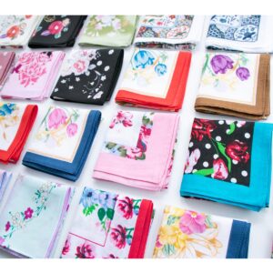 CoCoUSM Ladies Retro Style Vintage Floral Print Cotton Handkerchiefs 6PCS