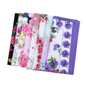 CoCoUSM Ladies Retro Style Vintage Floral Print Cotton Handkerchiefs 6PCS