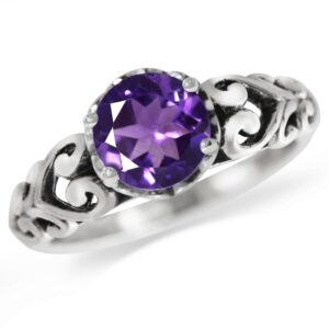 silvershake 1.19ct. natural amethyst 925 sterling silver victorian style solitaire ring size 10