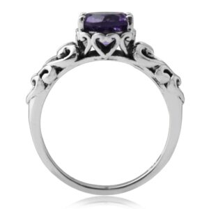 Silvershake 1.19ct. Natural Amethyst 925 Sterling Silver Victorian Style Solitaire Ring Size 10