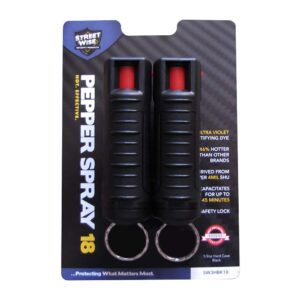 streetwise 18 pepper spray - (pack of 2) - 1/2 oz black molded keychain - 46% stronger than competing brands