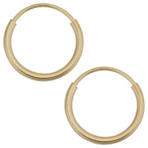 14k Yellow Gold 1mm Thick 10mm Round Tube Endless Hoop Earrings - Very Small Hoops