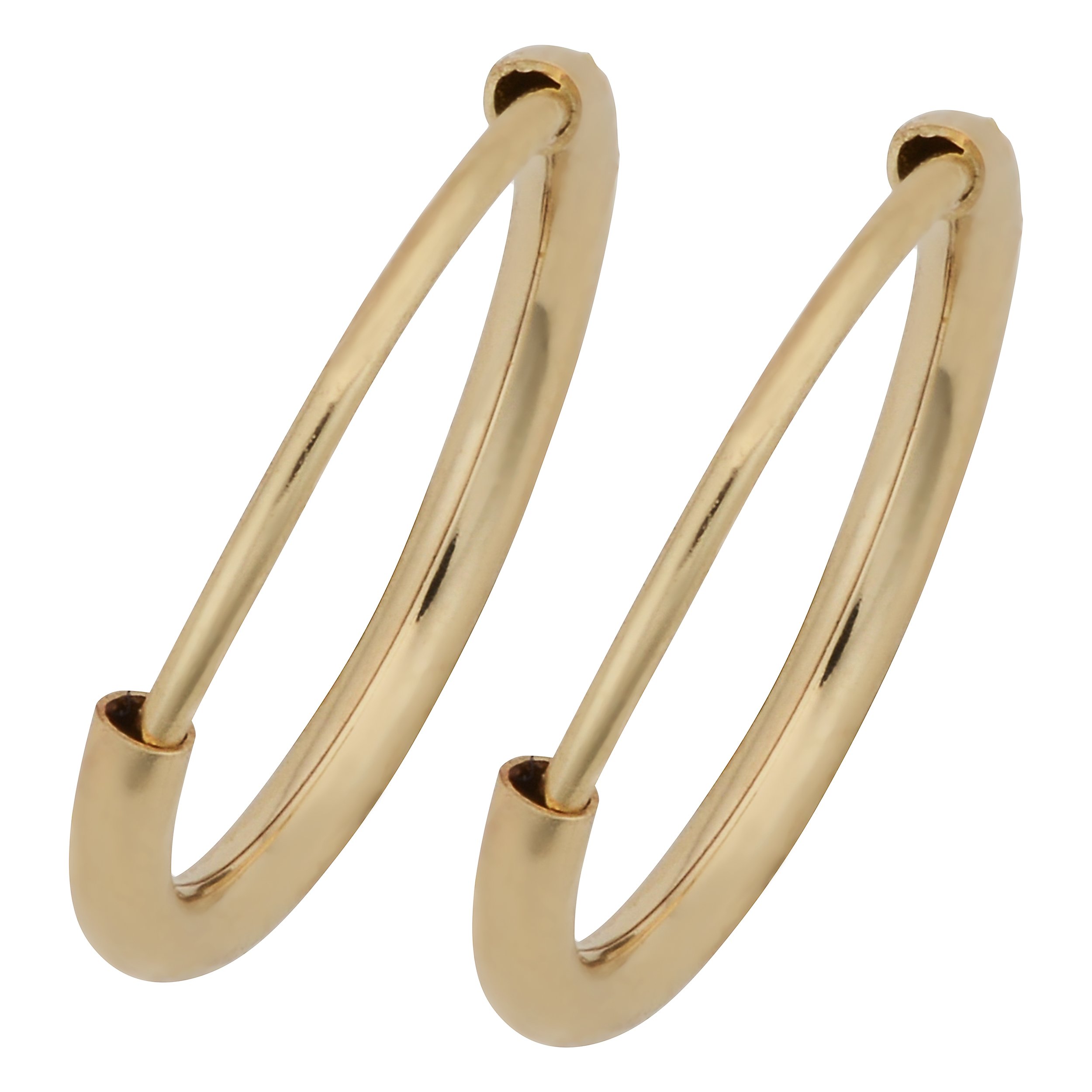 14k Yellow Gold 1mm Thick 10mm Round Tube Endless Hoop Earrings - Very Small Hoops