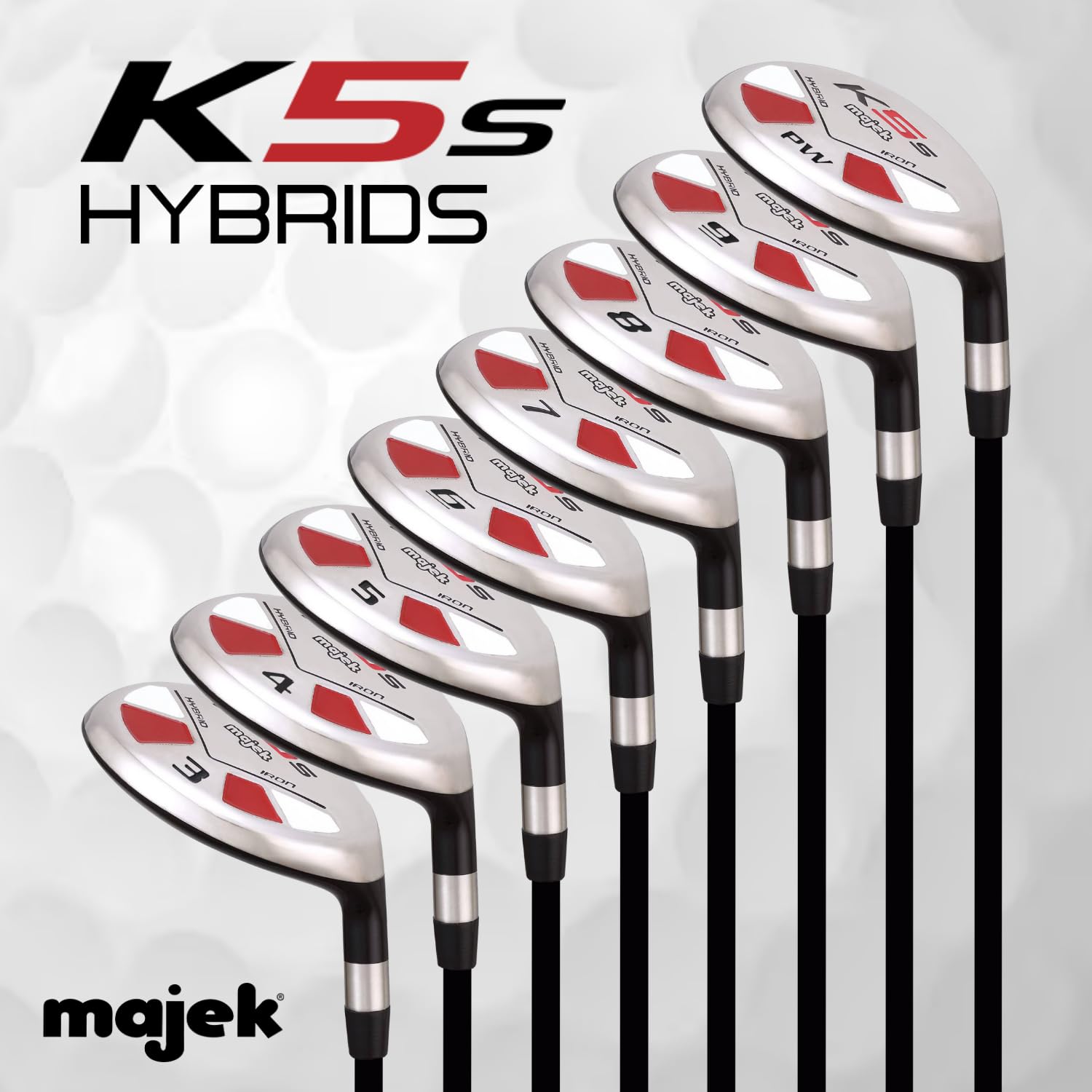 Majek Senior Men’s Golf All Hybrid Complete Full Set, which includes: #3, 4, 5, 6, 7, 8, 9, PW Senior Flex with Premium Men's Arthritic Grip Right Handed Utility “A” Flex Clubs