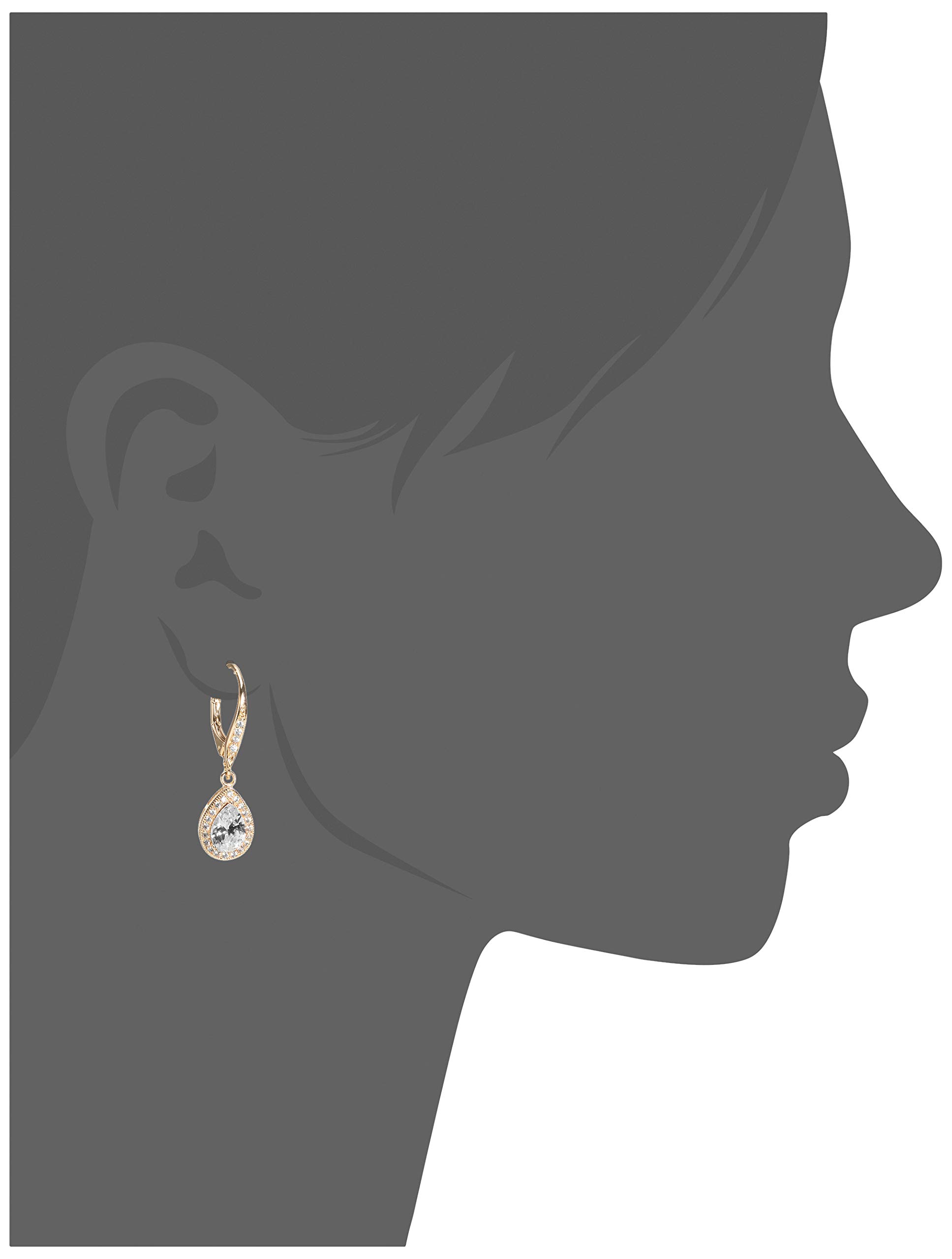 Anne Klein "Classics" Gold-Tone Cubic Zirconia base Leverback Pear Shape Drop Earrings