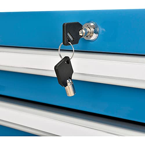 Global Industrial 7 Drawers Modular Drawer Cabinet w/Lock, 30x27x29-1/2"H, Blue