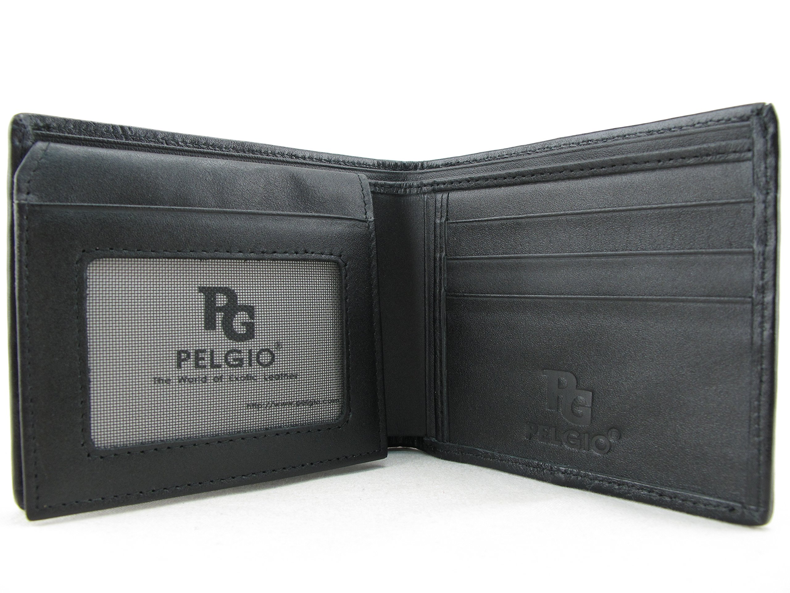 Pelgio Genuine Stingray Shagreen Skin Leather Bifold Wallet (Black)