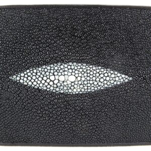 Pelgio Genuine Stingray Shagreen Skin Leather Bifold Wallet (Black)