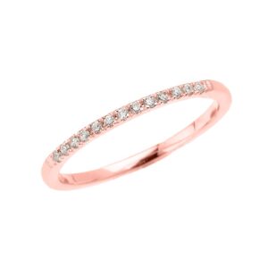 10k rose gold dainty diamond stackable ring(size 8.25)