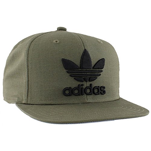 adidas Originals mens Plus Flatbrim Structured Men s originals trefoil chain snapback cap, Olive Cargo Ripstop, One Size US