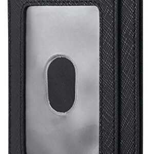 Travelambo Front Pocket Minimalist Leather Slim Wallet RFID Blocking Medium Size Card Holder Gifts for Men (Black Cros)