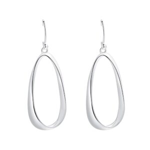 SA SILVERAGE Earrings for Women, 925 Sterling Silver Teardrop Earring Fashion Clip on Christmas Jewelry Dangly Statement Ear Rings Thanksgiving Gift