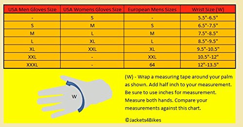 Jackets 4 Bikes Men's Premium Leather Street Motorcycle Protective Cruiser Biker Gel Gloves S