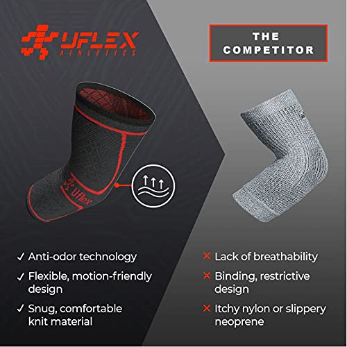 UFlex Elbow Compression Sleeve for Women & Men- Brace for Injury Recovery, Tendonitis, Bursitis, Weightlifting, Golf, Tennis, Basketball- Single Wrap