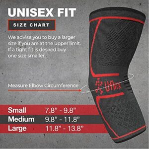 UFlex Elbow Compression Sleeve for Women & Men- Brace for Injury Recovery, Tendonitis, Bursitis, Weightlifting, Golf, Tennis, Basketball- Single Wrap