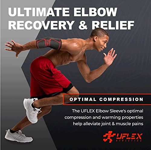 UFlex Elbow Compression Sleeve for Women & Men- Brace for Injury Recovery, Tendonitis, Bursitis, Weightlifting, Golf, Tennis, Basketball- Single Wrap