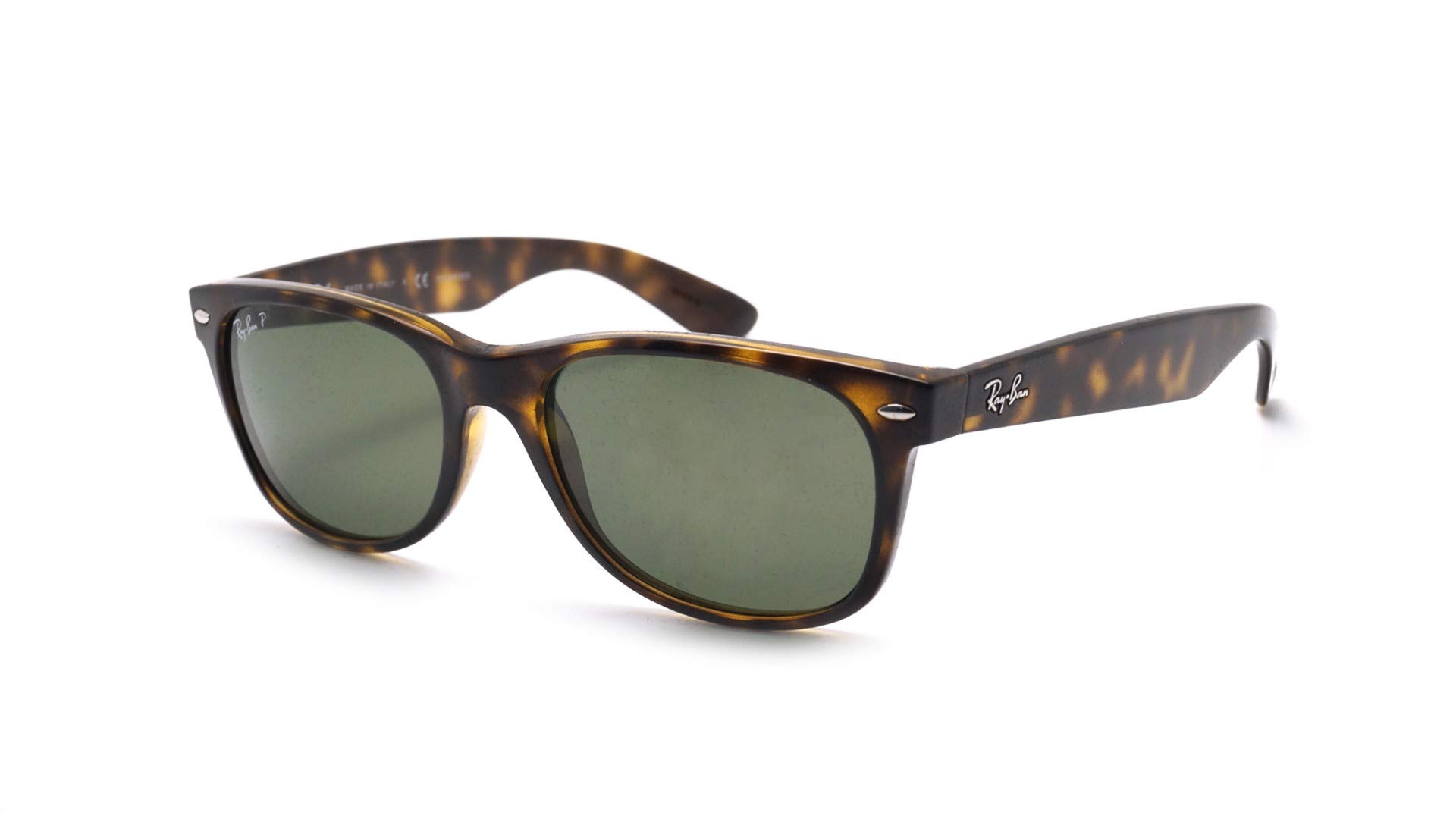 Ray-Ban RB2132 New Wayfarer Polarized Unisex Sunglasses (Tortoise Frame/Crystal Green Polarized Lens 902/58, 58)