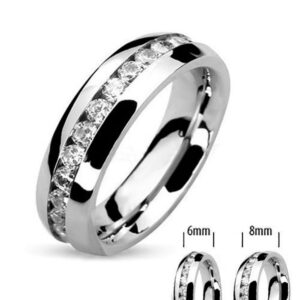 Marimor Jewelry His and Hers Stainless Steel 2.95 Carat Cubic Zirconia Bridal Set and Men's Eternity Wedding Band Women's Size 10 Men's 06mm Size 10