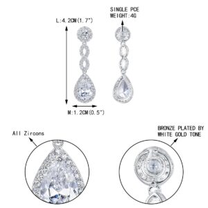 EVER FAITH Women's Cubic Zirconia 8 Shape Infinity Bridal Pierced Dangle Earrings Clear Silver-Tone