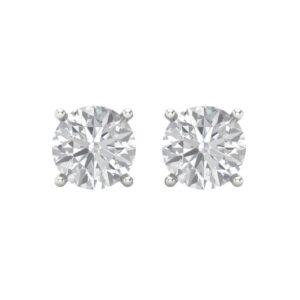 Clara Pucci 3 ct Brilliant Round Cut Solitaire Studs Clear Simulated Diamond 14k White Solid Gold Earrings Screw back