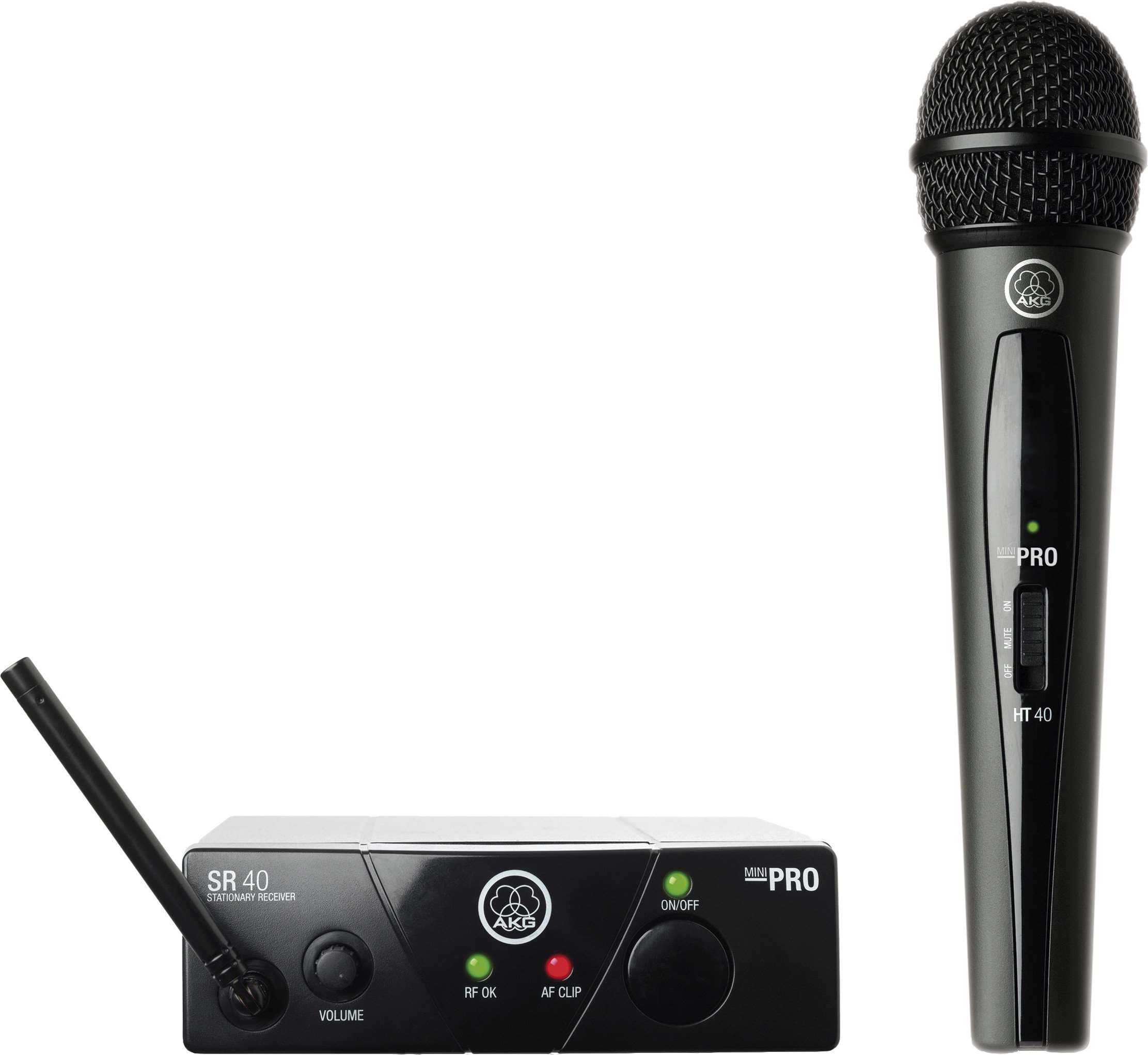 AKG Pro Audio WMS40MINI Vocal Set Band US25C Wireless Microphone System, with SR40 Receiver and PT40 Mini Pocket Transmitter, Black