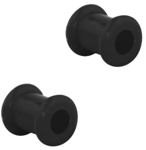 forbidden body jewelry set of black 2g ultra soft comfort fit silicone ear gauges, 2 gauge 6mm flat double flared tunnel plug earrings