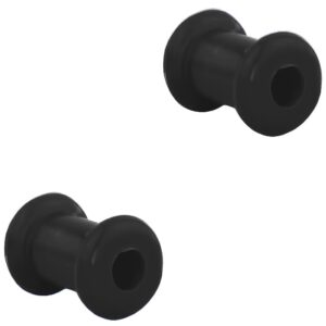 Forbidden Body Jewelry Set of Black 4G Ultra Soft Comfort Fit Silicone Ear Gauges, 4 Gauge 5mm Flat Double Flared Tunnel Plug Earrings