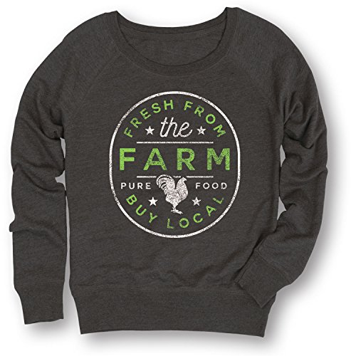 Instant Message - Fresh from The Farm Buy Local Ladies Lightweight French Terry Pullover - Size Medium Heather Charcoal