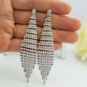 SELOVO Long Chandelier Dangly Dangle Earrings Silver Tone Tassel Bride Jewelry for Women