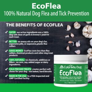 EcoFlea by ColoradoDog - all Natural Chewable Dog Treats for Flea and Tick Treatment and Prevention - 120 Count - no Chemicals, no Mess, no Collars