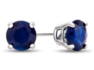 fjc finejewelers 4.5mm round sapphire post-with-friction-back stud earrings 10 kt white gold