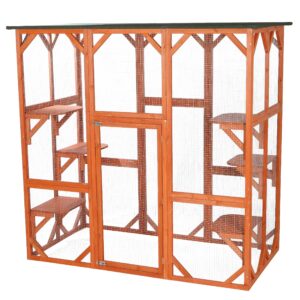 trixie outdoor catio, cat enclosure with roof, large cat playpen with platforms, cat house, cat cage, run-71 inch