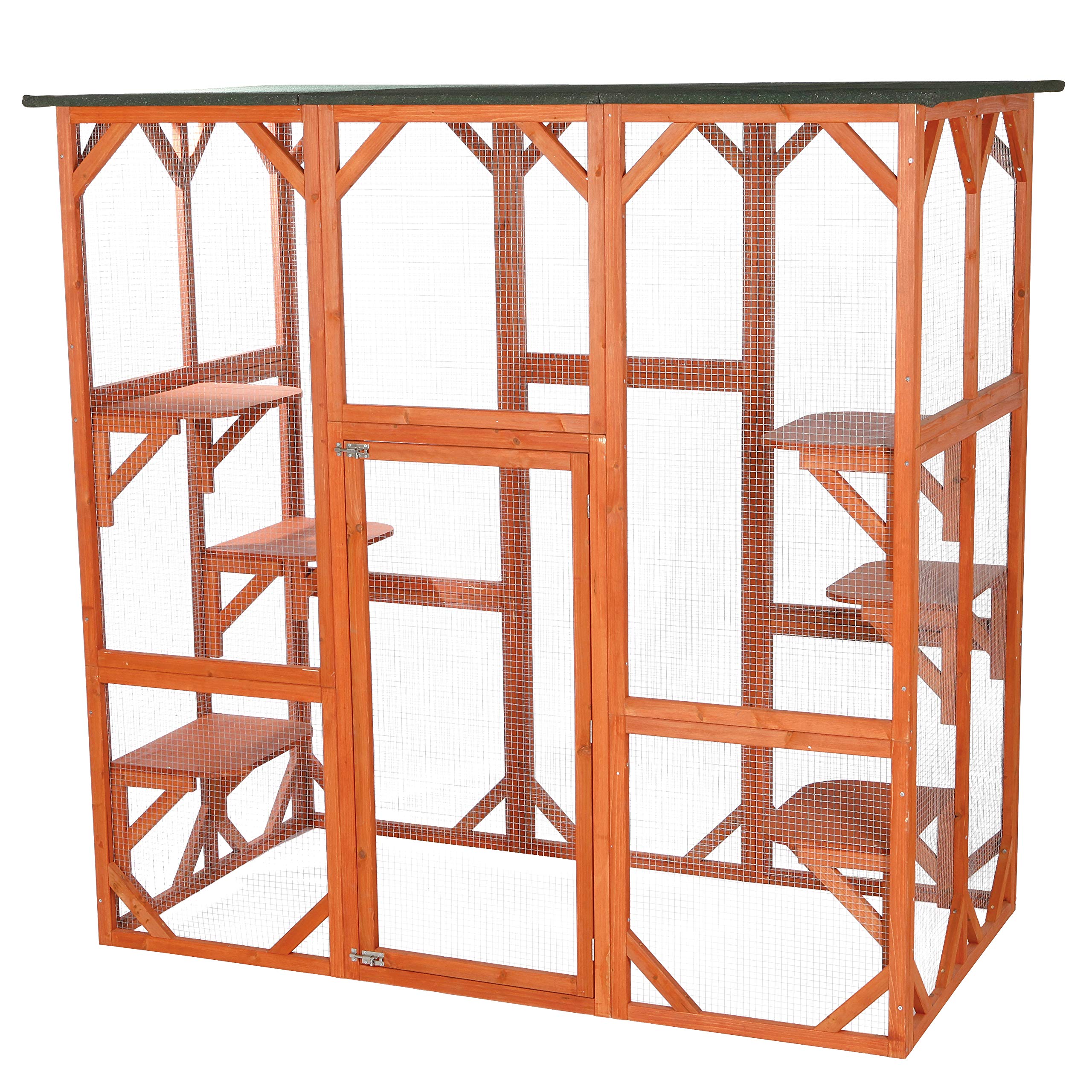 TRIXIE Outdoor Catio, Cat Enclosure with Roof, Large Cat Playpen with Platforms, Cat House, Cat Cage, Run-71 Inch