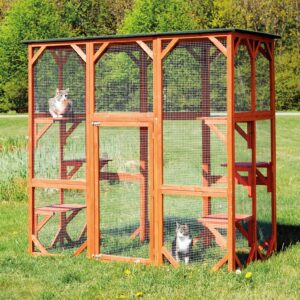 TRIXIE Outdoor Catio, Cat Enclosure with Roof, Large Cat Playpen with Platforms, Cat House, Cat Cage, Run-71 Inch