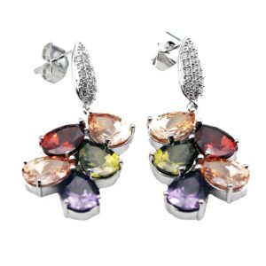 women's drop earrings, classic multi gemstones dangle earrings with amethyst garnet ruby blue sapphire (earring)