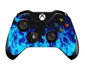 skinown skin sticker vinly decal cover for microsoft xbox one dualshock wireless controller (blue flame)