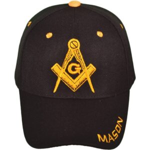 AborenCo Freemason Mason Symbol Adjustable 3D Embroidery Baseball Cap Hat (Black)